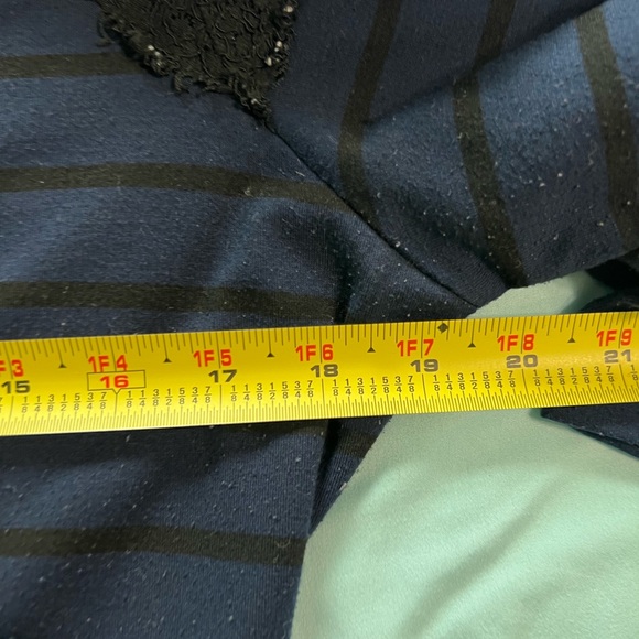 Motherhood Maternity Navy Blue and Black Striped Lace Dress Tunic Size Large - Picture 5 of 7